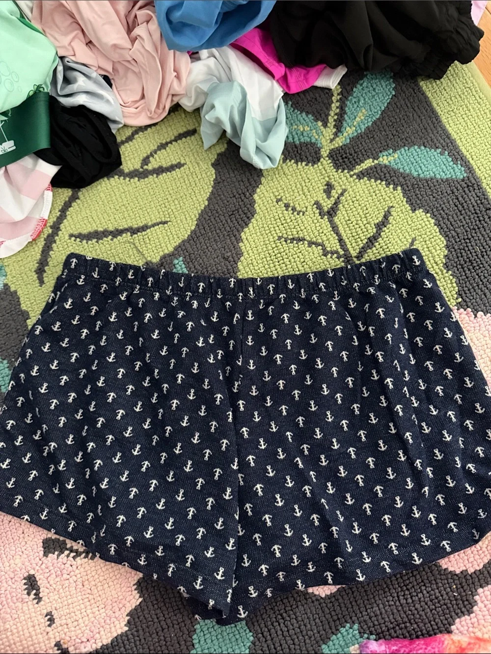 Brandy Melville Navy Shorts with White Anchor Print